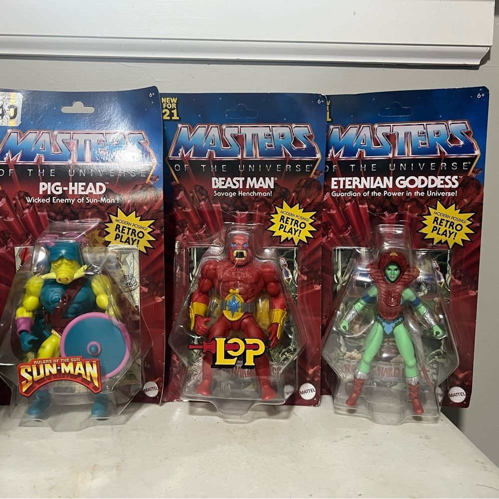 Mattel Masters of the Universe Action Figures - Red, Blue, Green